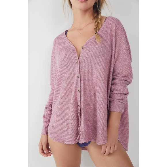 Urban Outfitters Tops - URBAN OUTFITTERS Out From Under Jojo Oversized Thermal Button-Down Top Sz M NEW